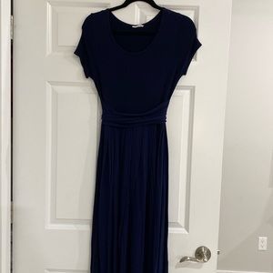 JessaKae Navy Blue Midi Dress criss cross belt